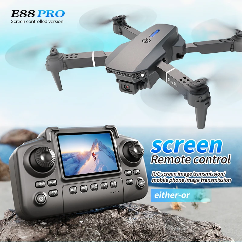 Rc Helicopter Case - Drone Profissional E88 PRO com Tela,